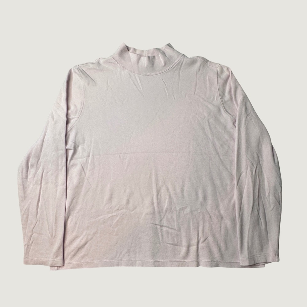 St. John's Bay Top Womens 2X Mock Neck Pink Long Sleeve Cotton Solid